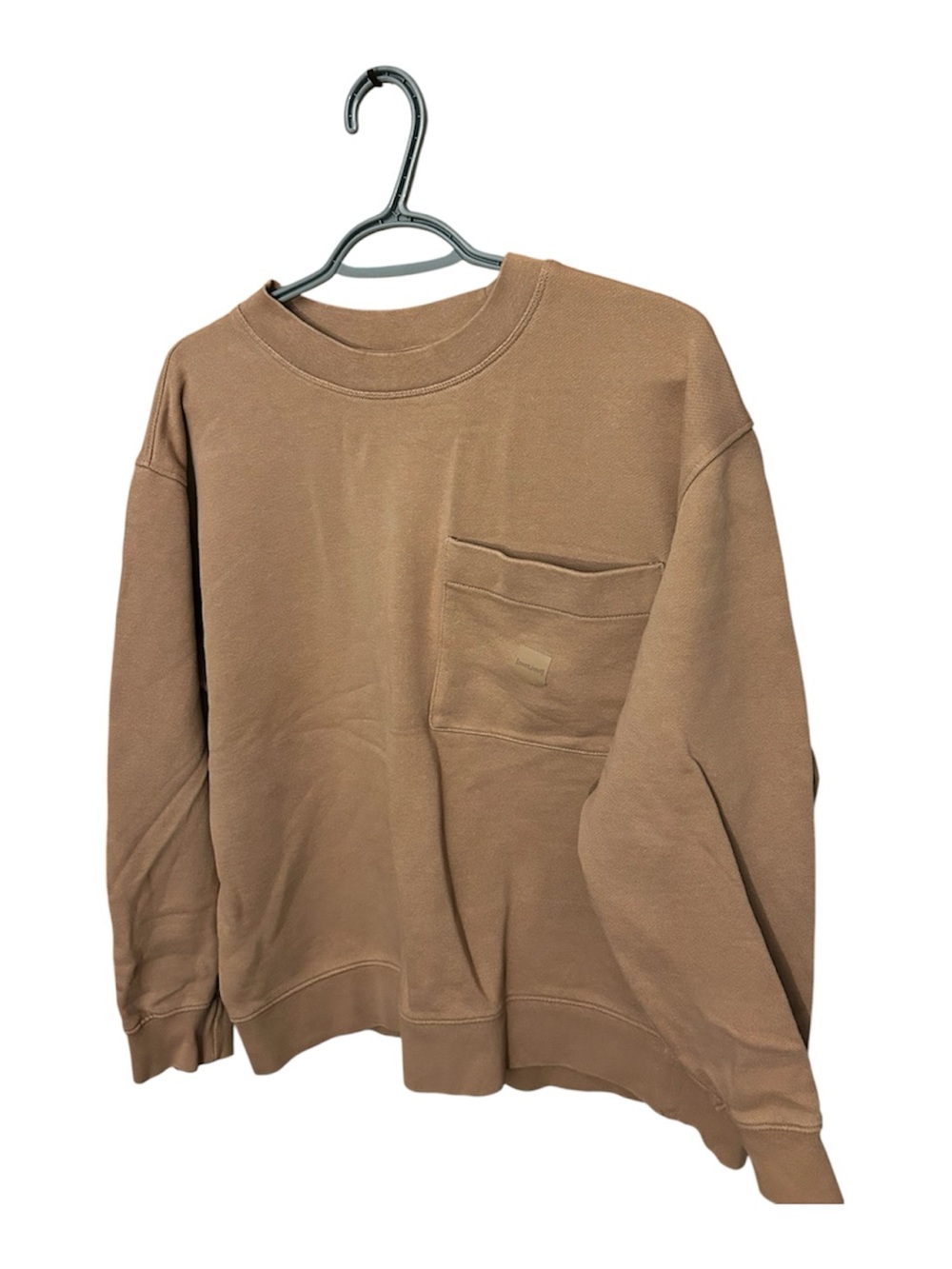 Zara Men's Crewneck Sweater in Brown with Chest Pocket